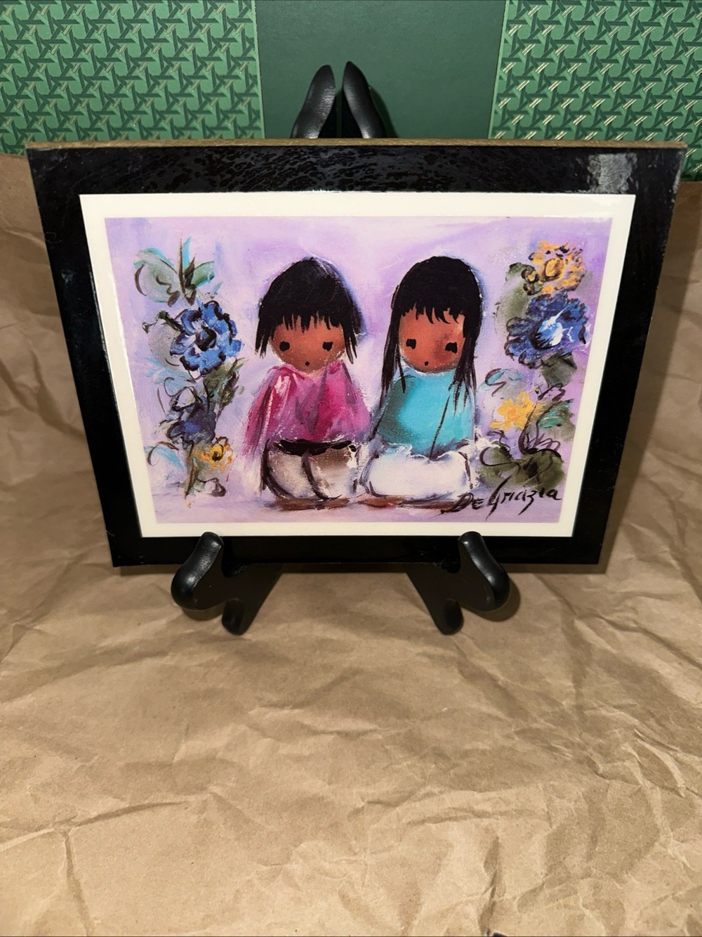 DeGrazia Brother and Sister laminate Print Southwestern Art Tucson Arizona